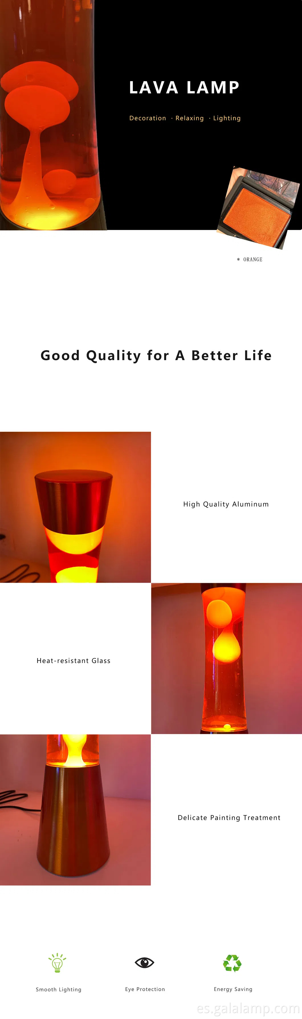 Lámpara de lava naranja personalizada para decoraciones y promociones navideñas